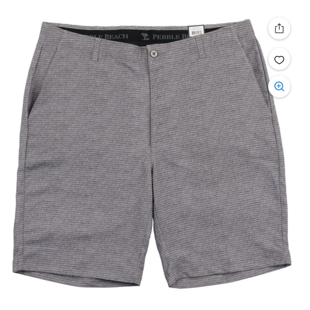 Pebble Beach Dry Luxe Performance Gray Men's Shorts, Gray Striped | Size 38